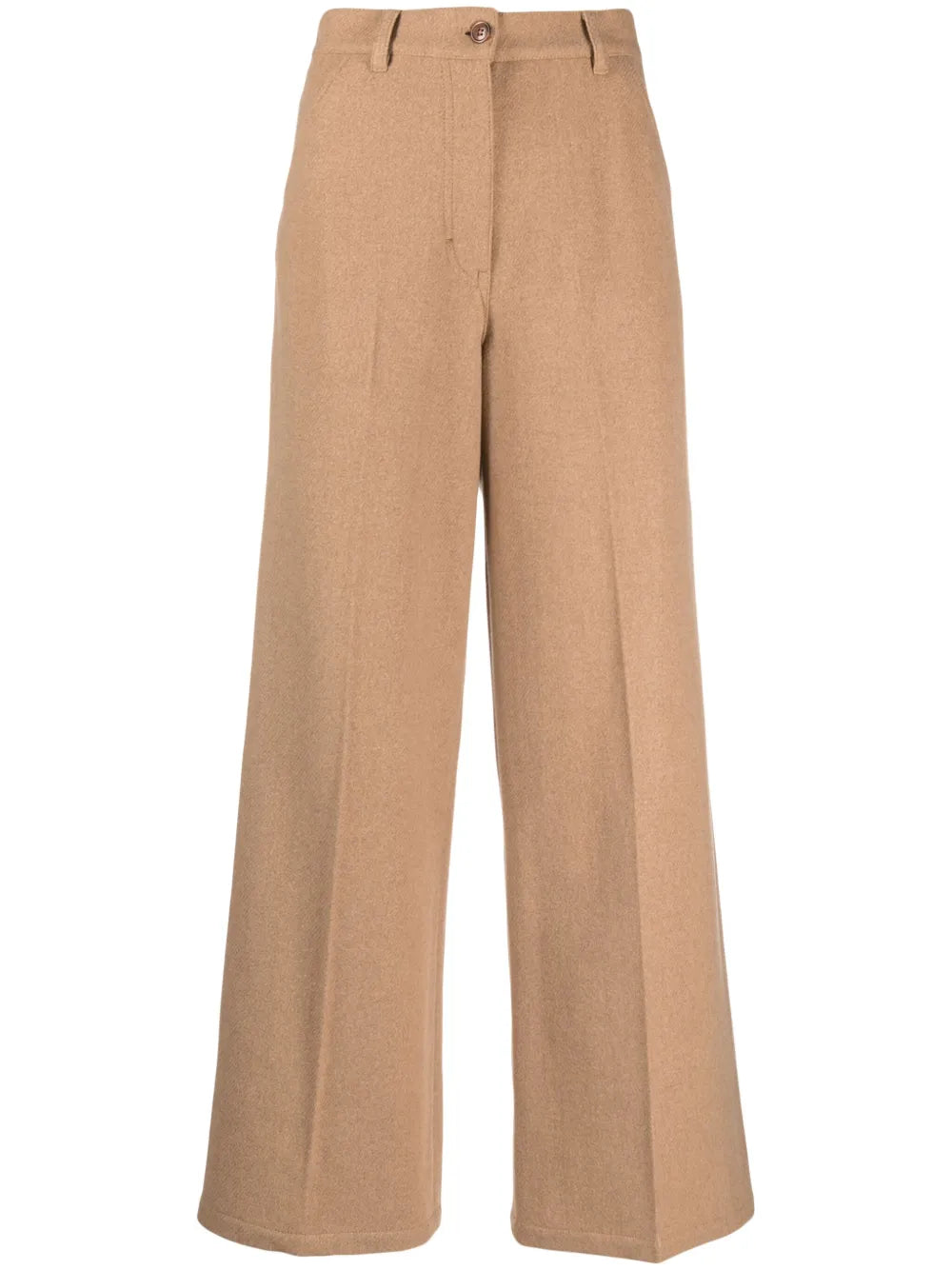 Logo-Tag Felted Wide-Leg Trousers