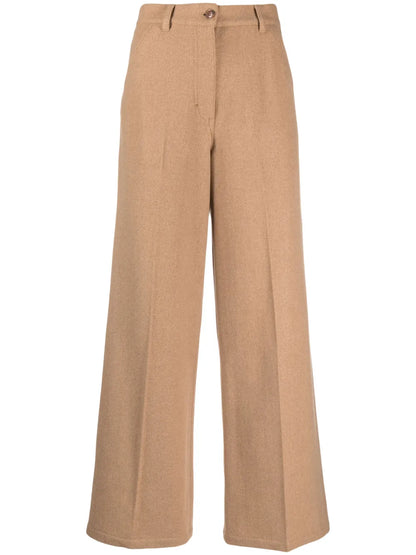 Logo-Tag Felted Wide-Leg Trousers