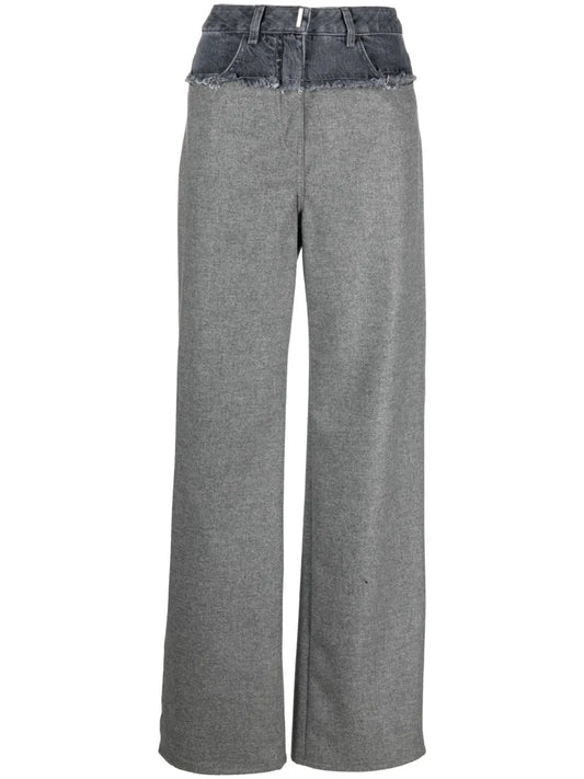 Denim-Panel Straight-Leg Jeans