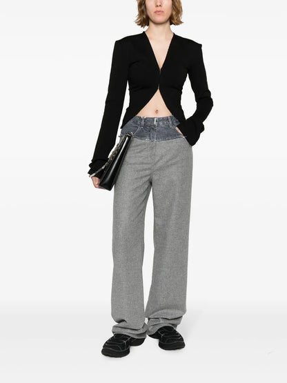 Denim-Panel Straight-Leg Jeans