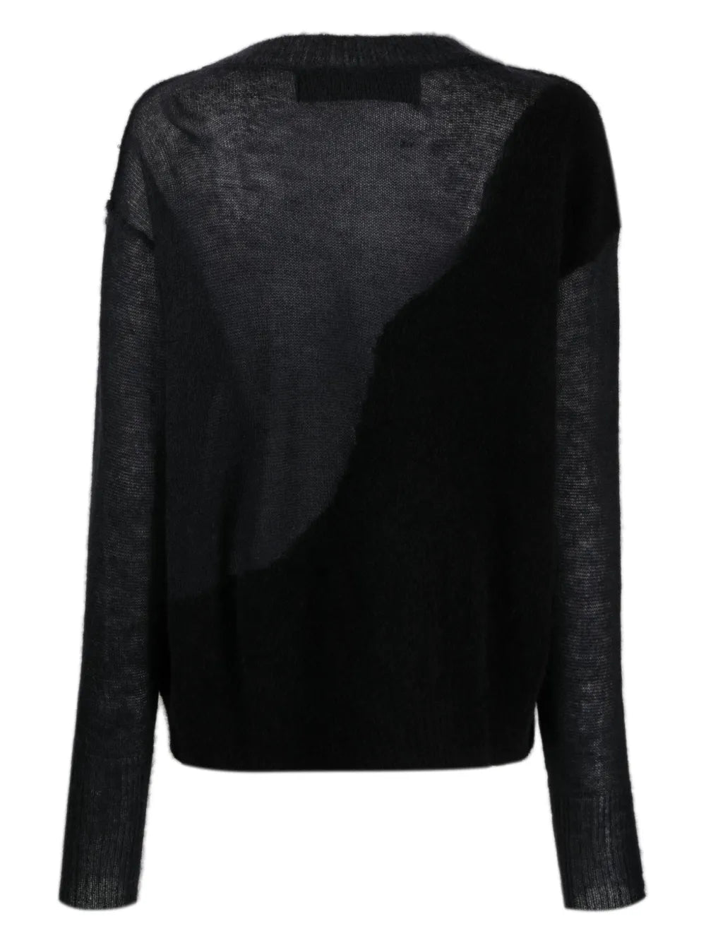 Crew-Neck Panelled Fine-Ribbed Jumper