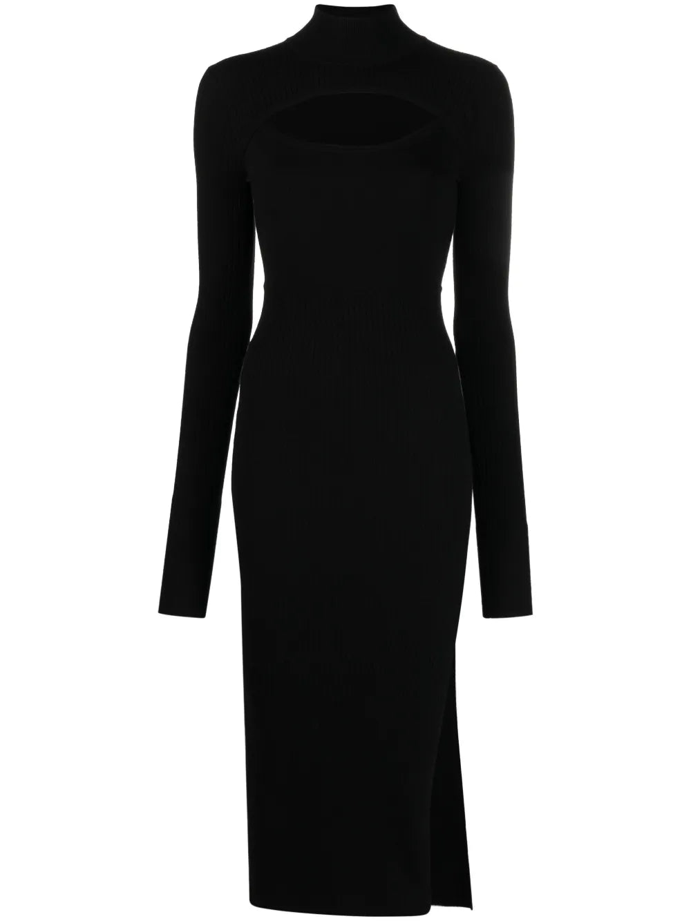 Cut-Out Ribbed Midi Dress