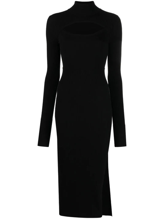 Cut-Out Ribbed Midi Dress