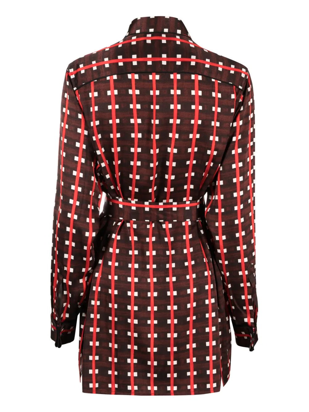Check-Print Tie-Waist Blouse