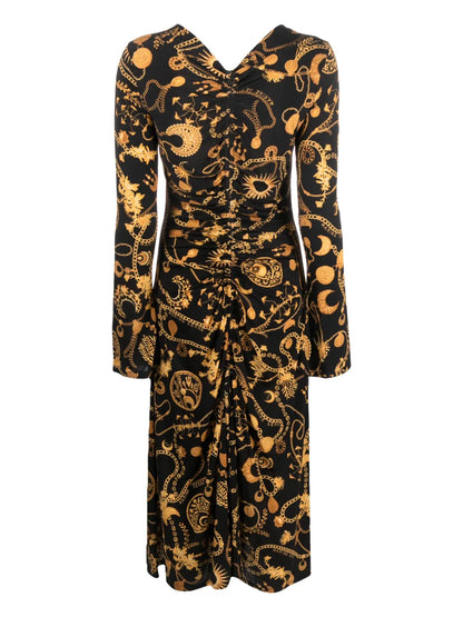 Ornament Jewellery-Print Midi Dress
