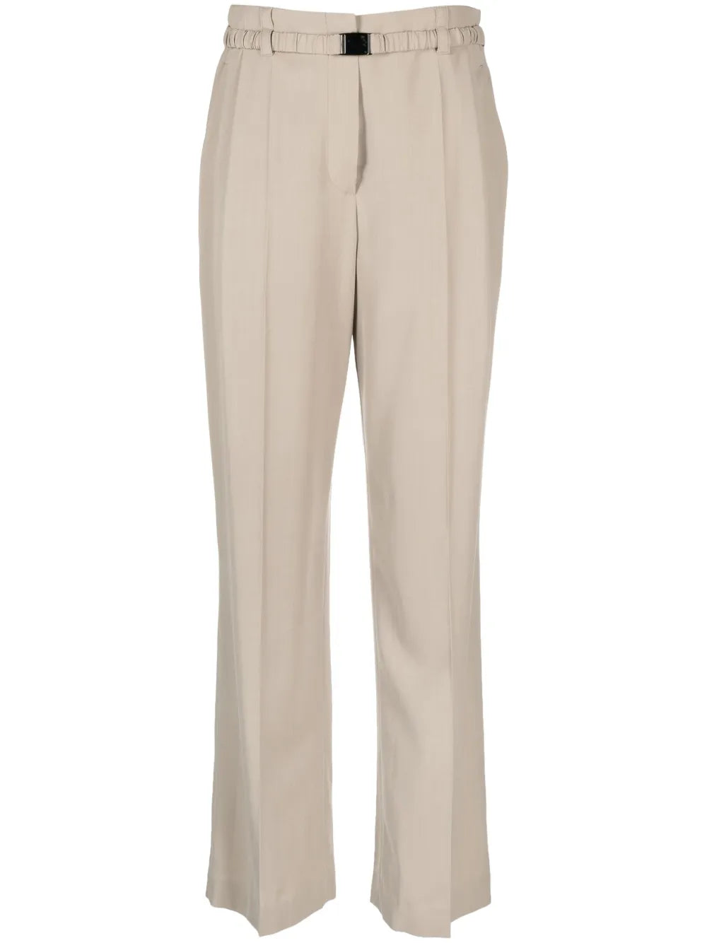 Belted Pleated Straight-Leg Trousers
