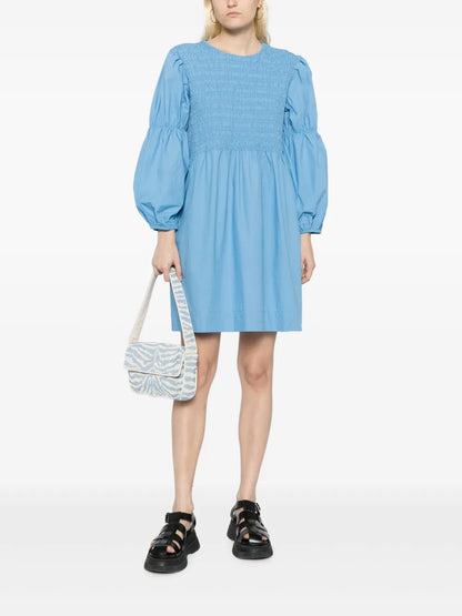 Smock Puff-Sleeve Dress