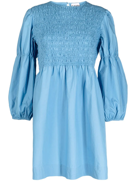Smock Puff-Sleeve Dress