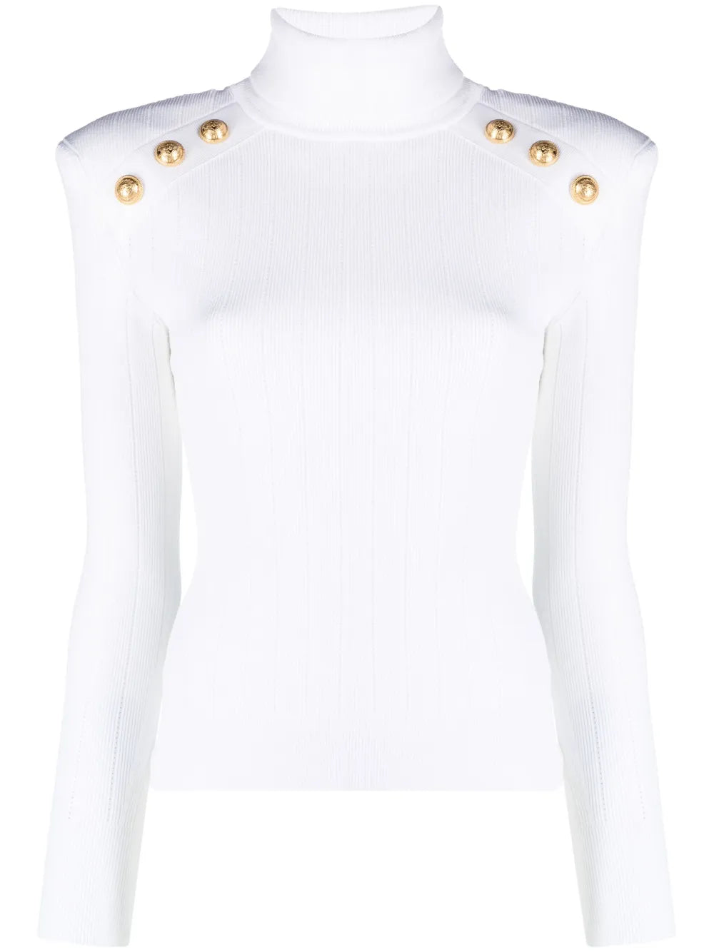 Button-Embellished Ribbed-Knit Jumper