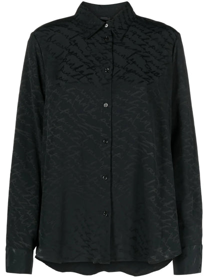 Patterned-Jacquard Long-Sleeve Shirt