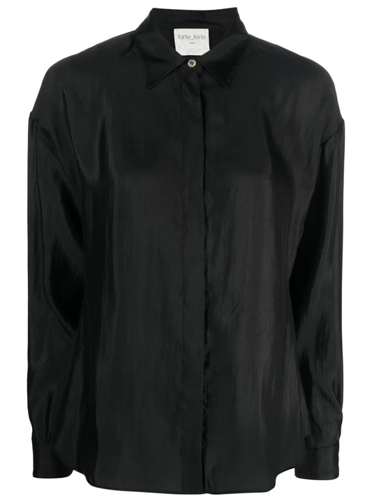 Long-Sleeve Silk Blend Shirt