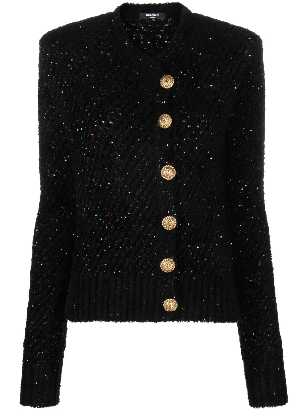 Sequinned Ribbed-Knit Cardigan