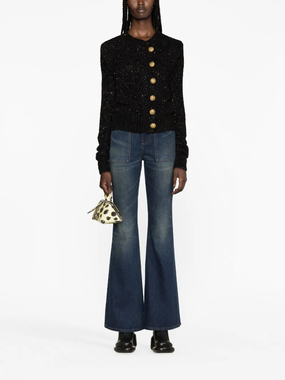 Sequinned Ribbed-Knit Cardigan