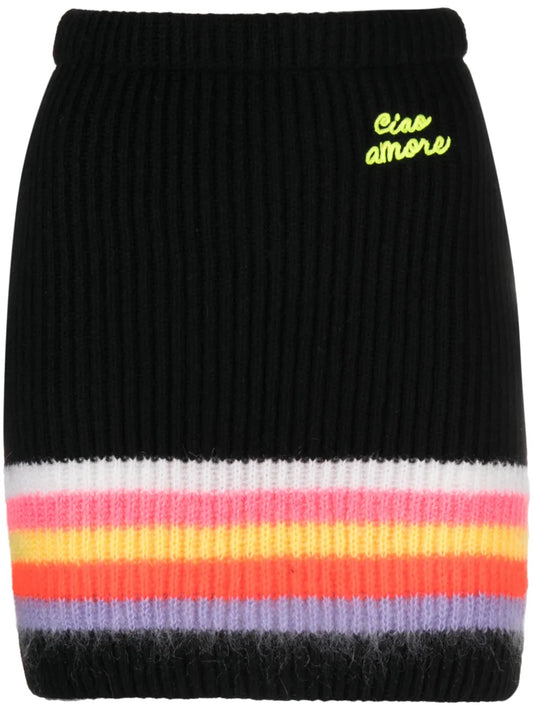 Logo-Embroidered Striped Miniskirt