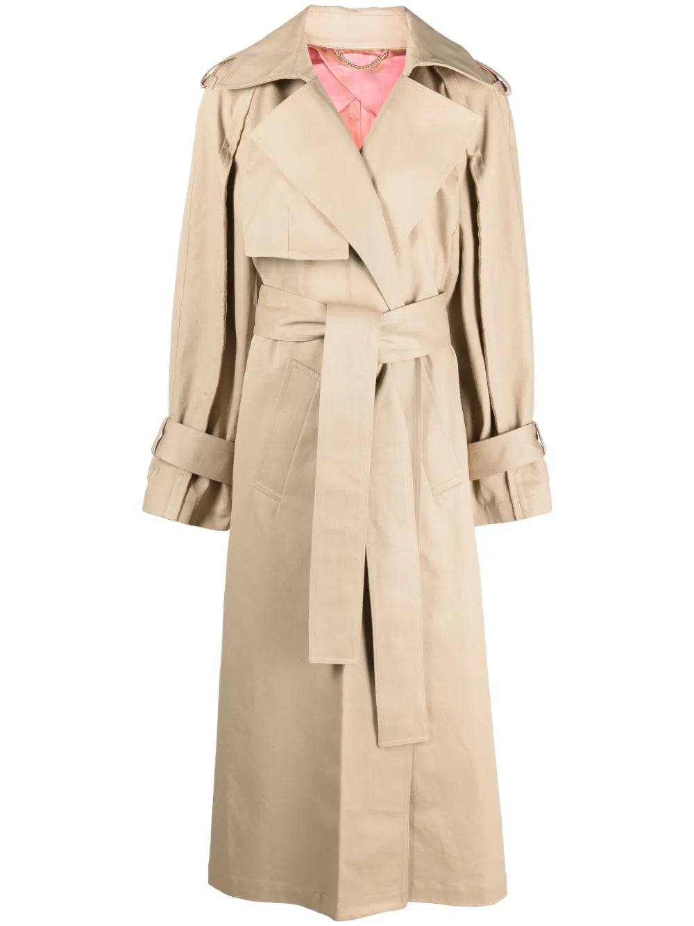 Pleat-Detail Fluid Trench Coat