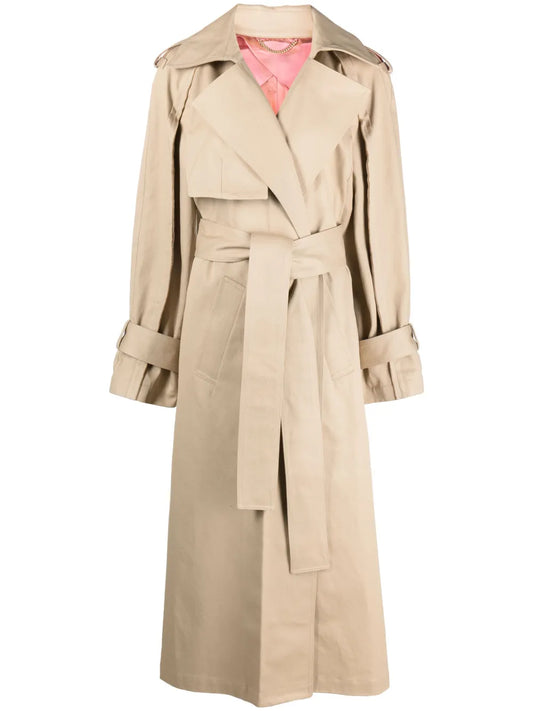 Pleat-Detail Fluid Trench Coat