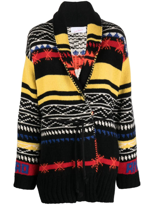 Patterned Intarsia-Knit Cardigan