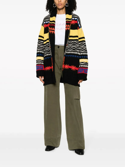 Patterned Intarsia-Knit Cardigan