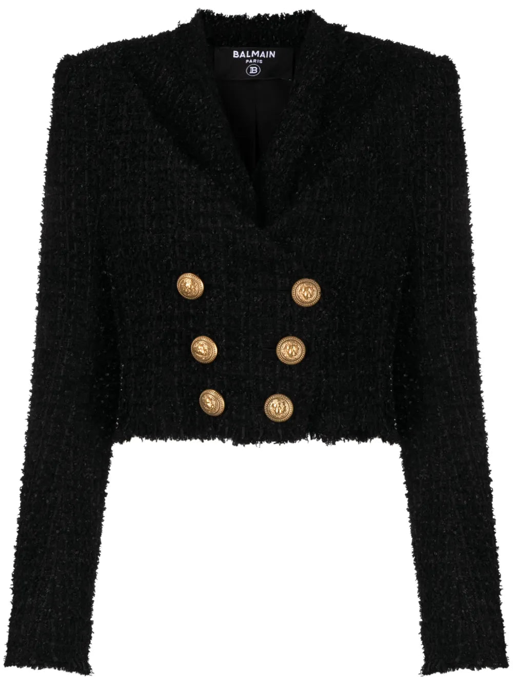 Double-Breasted Cropped Tweed Jacket