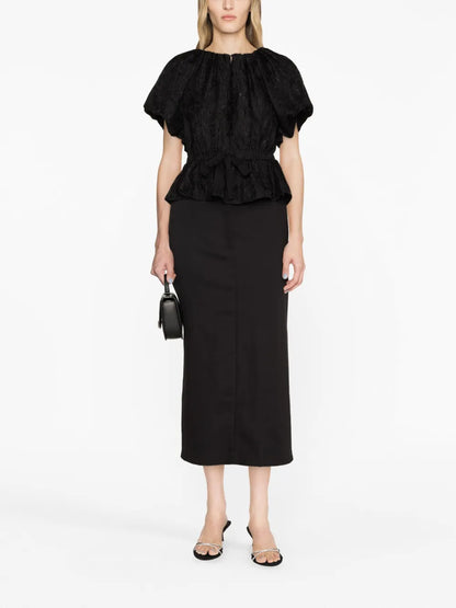 Jacquard Tied-Waist Blouse