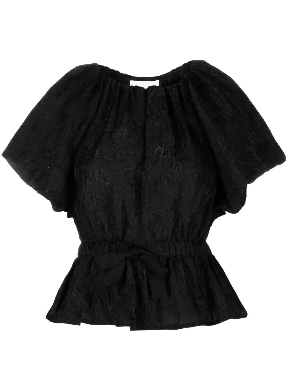 Jacquard Tied-Waist Blouse