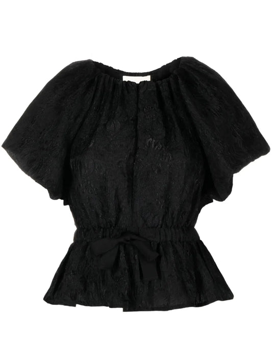 Jacquard Tied-Waist Blouse