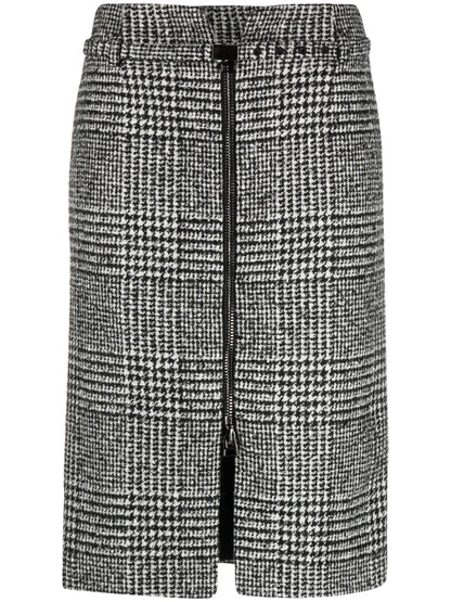 Check-Print Pencil Skirt