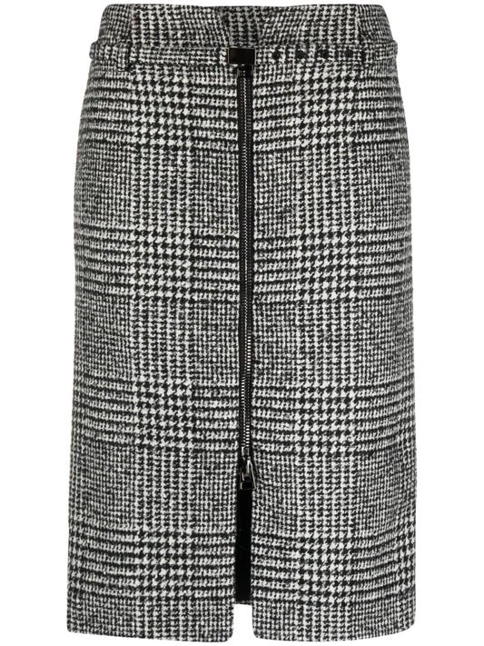 Check-Print Pencil Skirt