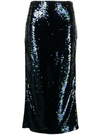 Sequin-Embellished Midi Skirt