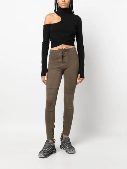 Tie-Fastening Panelled Leggings