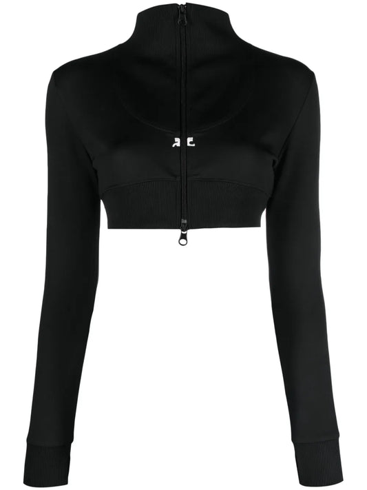 Logo-Embroidered Cropped Zip-Up Jacket