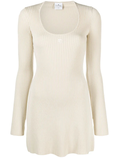 Logo-Embroidered Rib Knit Dress