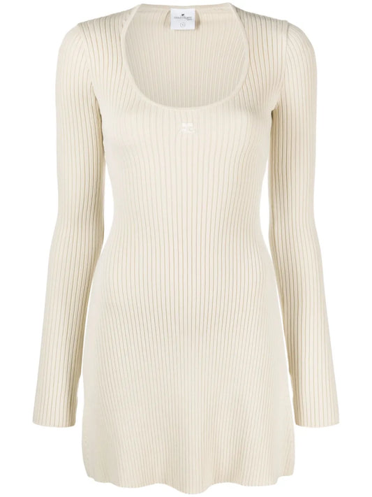 Logo-Embroidered Rib Knit Dress