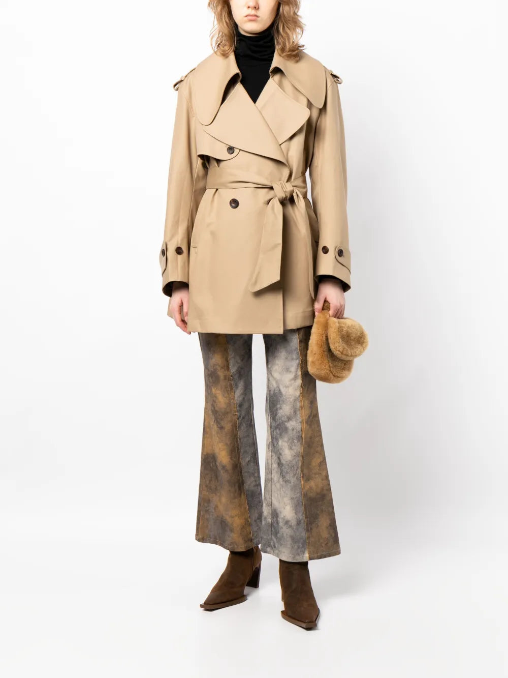 Belted Double-Breasted Trench Coat