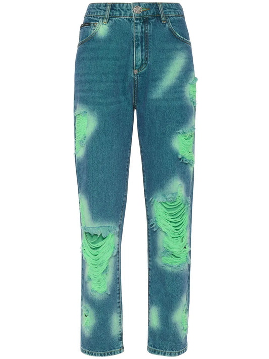 Tie-Dye Frayed Jeans