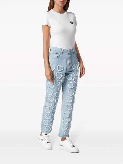 Logo-Patch Cotton Tapered Jeans