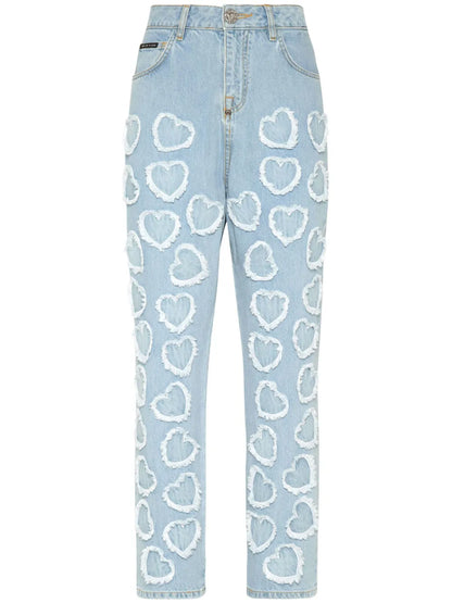 Logo-Patch Cotton Tapered Jeans