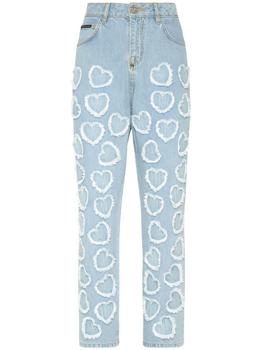 Logo-Patch Cotton Tapered Jeans