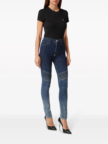 Logo-Patch Cotton Blend Skinny Jeans