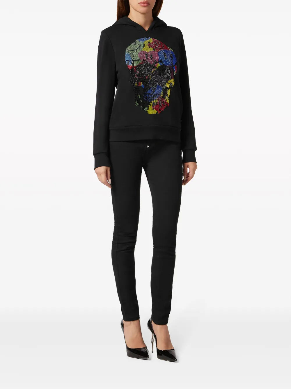 Smile Rhinestone-Embellished Hoodie