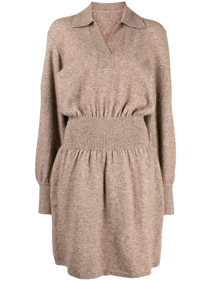Ribbed-Detail Knitted Midi Dress
