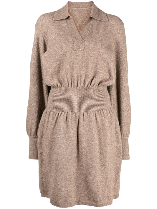Ribbed-Detail Knitted Midi Dress