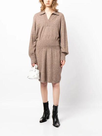 Ribbed-Detail Knitted Midi Dress