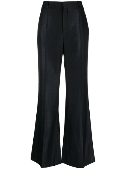 Flared Box-Pleat Trousers