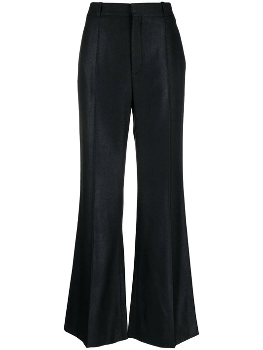 Flared Box-Pleat Trousers