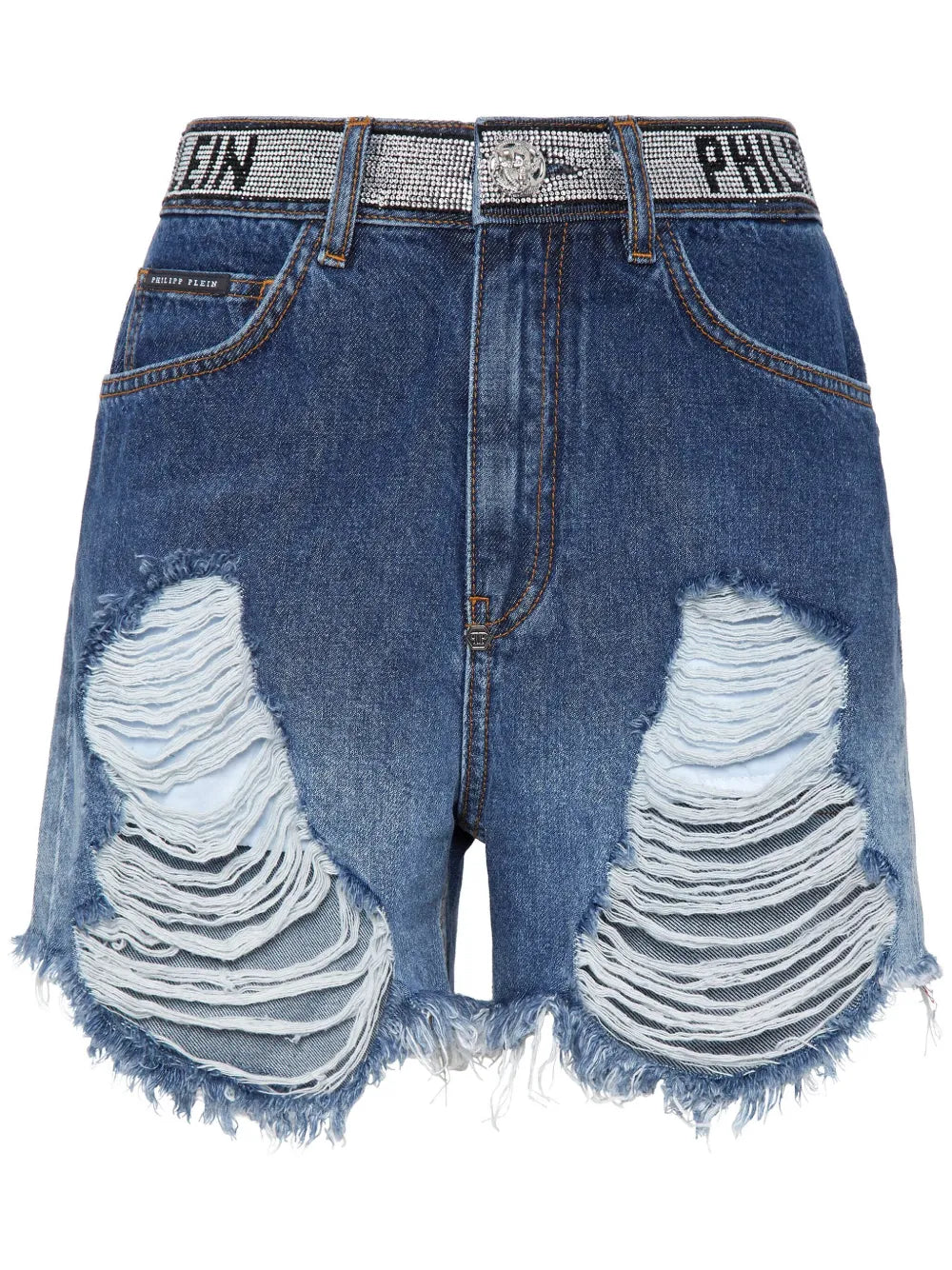 Ripped-Detailing Cotton Shorts