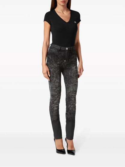 Stonewashed High-Waist Jeans