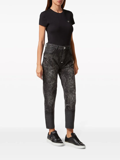 Distressed-Effect Cropped Jeans