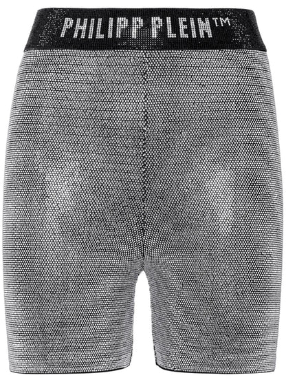 Logo-Print Metallic-Threading Shorts