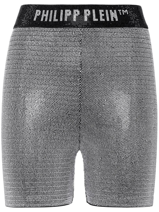 Logo-Print Metallic-Threading Shorts